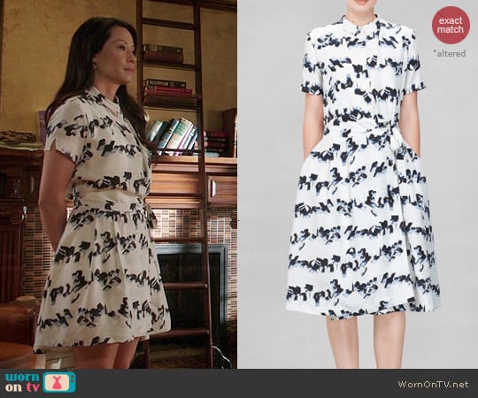 & Other Stories Streamers Graphic Dress worn by Lucy Liu on Elementary