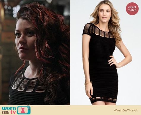 OUAT Fashion: Bebe Bar Mesh textured dress worn by Emilie de Ravin