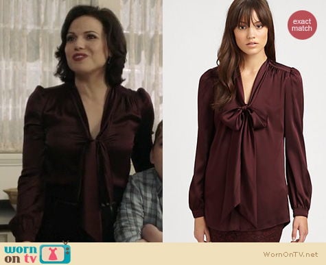 OUAT Fashion: Burberry stretch silk bow blouse worn by Lana Parrilla