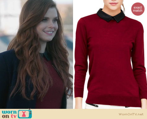 OUAT Fashion: Club Monaco Riley Leather Collar Sweater worn by JoAnna Garcia Swisher