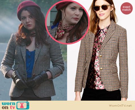 OUAT Fashion: J. Crew Schoolboy Blazer in houndstooth tweed worn by Emilie De Ravin