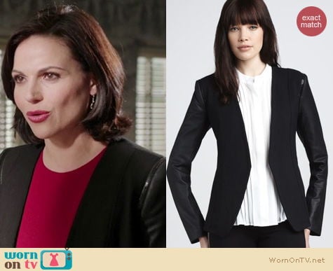 OUAT Fashion: Theory Yaisa leather sleeve blazer worn by Lana Parrilla