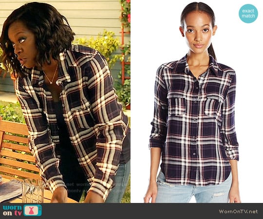 Paige Mya Shirt in Evening Blue / Cream / Ash Rose worn by Annalise Keating (Viola Davis) on How to Get Away with Murder