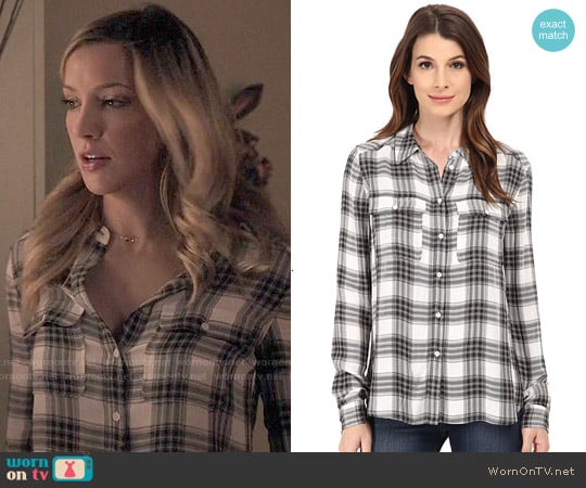 Paige Trudy Shirt in White/Black/True Blush worn by Laurel Lance (Katie Cassidy) on Arrow