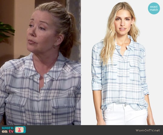 Paige Denim Trudy Shirt in Blue Heather/White/Mazarine Combo worn by Nikki Reed Newman (Melody Thomas-Scott) on The Young and the Restless