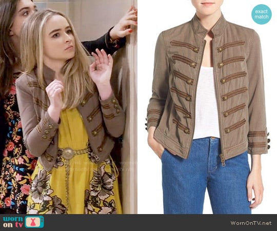 Pam & Gela Crop Military Band Jacket worn by Maya Hart (Sabrina Carpenter) on Girl Meets World