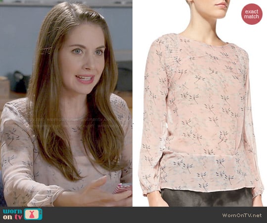 Pam & Gela Smock-Shoulder Floral-Print Blouse worn by Annie Edison (Alison Brie) on Community