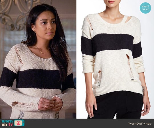 Pam & Gela Long Sleeve Stripe Sweater worn by Emily Fields (Shay Mitchell) on Pretty Little Liars