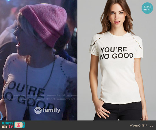 Pam & Gela You're No Good Distressed Logo Tee worn by Roxie Reid (Jordan Hinson) on Kevin from Work