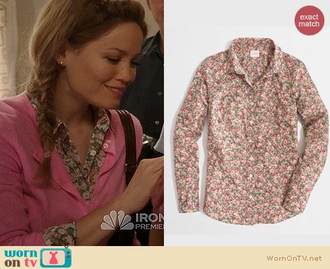 Parenthood Fashion: J. Crew Classic button down shirt in Olive Thicket Floral worn by Erika Christensen