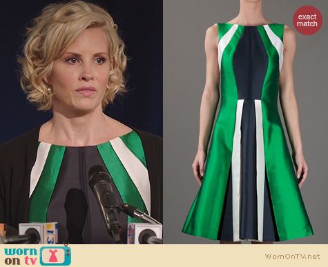 Parenthood Fashion: Michael Kors Green Panel Dress worn by Monica Potter