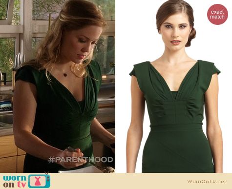 Parenthood Fashion: Zac Posen Green Cap Sleeve dress worn by Erika Christensen