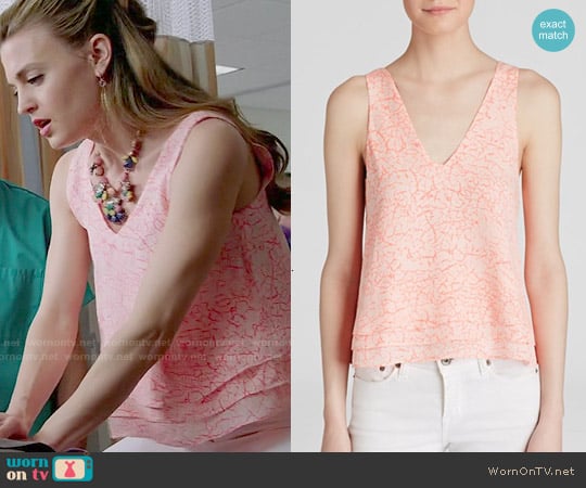 Parker 'Alejandra' Crackle Print Silk Tank worn by Paige Collins (Brooke D'Orsay) on Royal Pains