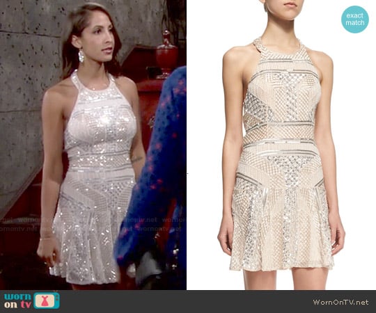 Parker Leona Beaded Halter Dress worn by Lily Winters (Christel Khalil) on The Young and the Restless