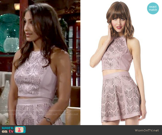 Parker Ravid Tank and Filomena Leather Skirt worn by Lily Winters (Christel Khalil) on The Young and the Restless