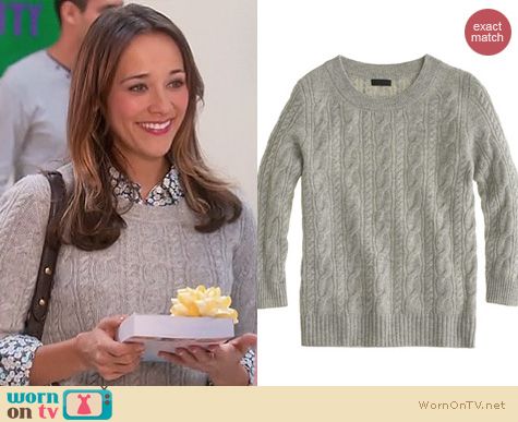 Parks & Rec Fashion: J. Crew collection cashmere cable sweater worn by Rashida Jones