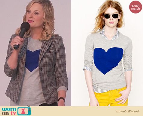 Parks and Rec Fashion: J. Crew Tippi 'Heart Me' sweater worn by Amy Poehler