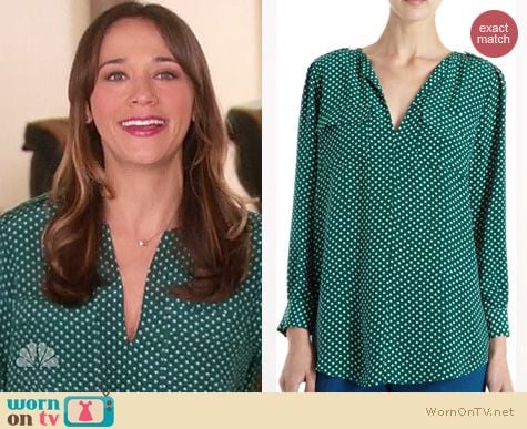 Parks & Rec Fashion: Joie Marlo dotted blouse worn by Rashida Jones