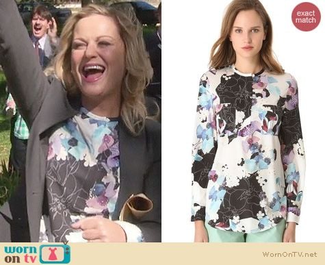 Parks and Rec Fashion: Phillip Lim scrapbook floral blouse worn by Amy Poehler