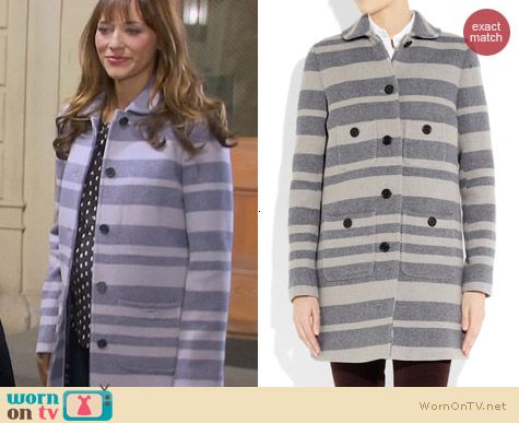 Parks & Rec Fashion: J. Crew Stadium Striped Engineer Coat worn by Rashida Jones