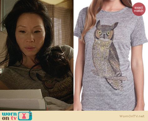 Patterson J Kincaid Classic Crew Owl Tee worn by Lucy Liu on Elementary