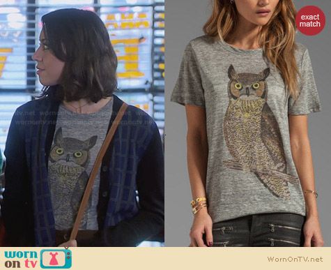 Patterson J Kincaid Classic Owl Crew Tee worn by Aubrey Plaza on Parks & Rec