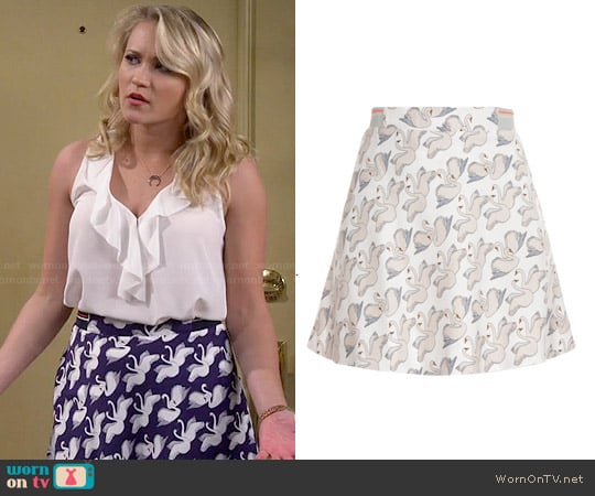 Paul & Joe Sister Swan Print A-Line Skirt worn by Gabi Diamond (Emily Osment) on Young and Hungry