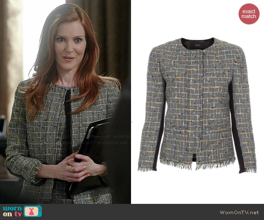 Paul Smith Black and Grey Checked Tweed Jacket worn by Darby Stanchfield on Scandal