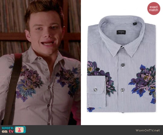 Paul Smith Embroidered Floral Panel Shirt worn by Chris Colfer on Glee