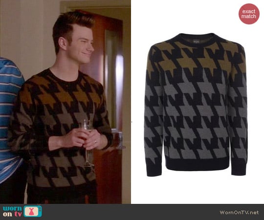 Paul Smith Oversized Houndstooth Sweater worn by Kurt Hummel (Chris Colfer) on Glee