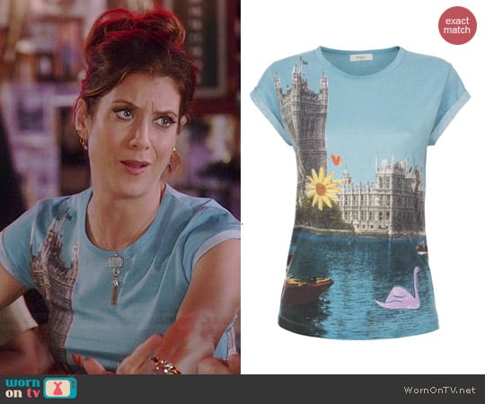 Paul Smith Turquoise Swan Postcard Print T-shirt worn by Kate Walsh on Bad Judge