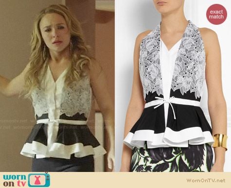 Peter Pilotto Cate Lace Peplum Top worn by Hayden Panettiere on Nashville