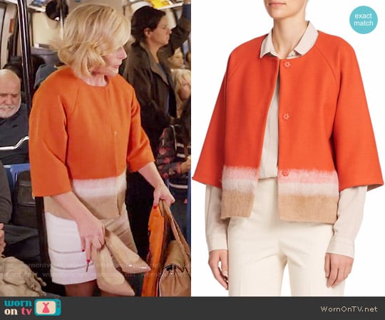 Piazza Sempione Colorblock Short Wool Jacket worn by Jacqueline Voorhees (Jane Krakowski) on Unbreakable Kimmy Schmidt