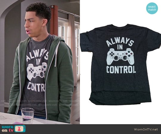 Playstation Controller Always In Control T-shirt worn by Andre Johnson Jr (Marcus Scribner) on Black-ish