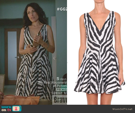 Plein Sud Summer 2015 Zebra Print Dress worn by Abby McCarthy (Lisa Edelstein) on Girlfriends Guide to Divorce