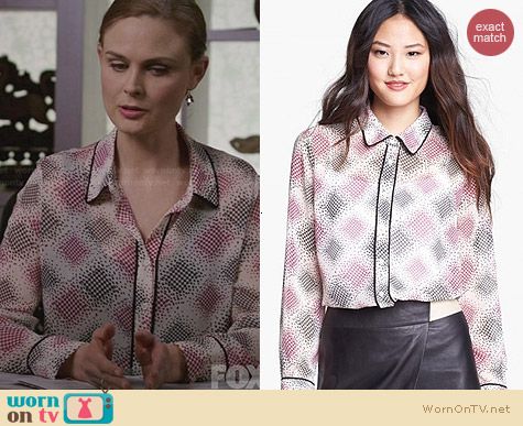 Pleione Piped Blouse worn by Emily Deschanel on Bones