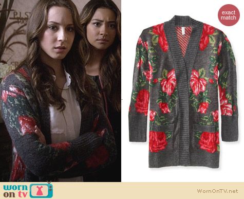 PLL Fashion: Aeropostale Rose Boyfriend Cardigan worn by Troian Bellisario