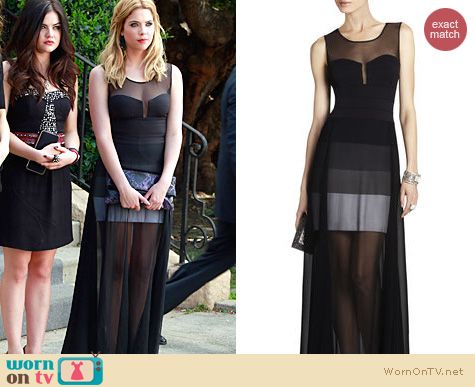 PLL Fashion: BCBGMAXAZRIA Alai sheer gown worn by Ashley Benson