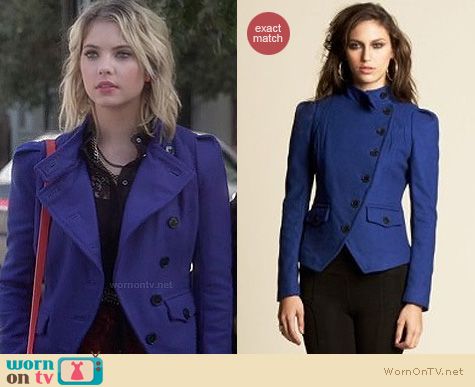 PLL Fashion: Bebe wool military jacket worn by Ashley Benson