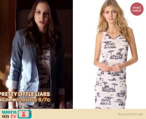 PLL Fashion: Carven Safari print jersey dress worn by Troian Bellisario