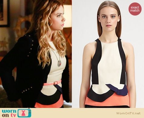 PLL Fashion: Diane von Furstenberg Eon peplum top worn by Ashley Benson