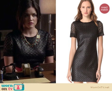 PLL Fashion: Diane von Furstenberg New Cindy dress in black worn by Lucy Hale