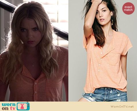 PLL Fashion: Free People Ex Boyfriend Tee in orange worn by Ashley Benson