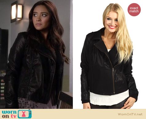 PLL Fashion: Free People vegan leather jacket worn by Shay Mitchell