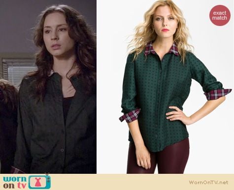 Pretty Little Liars Fashion: Gibson mixed print shirt worn by Troian Bellisario