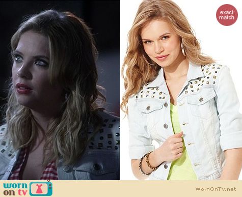 PLL Fashion: Jessica Simpson Studded Denim jacket worn by Ashley Benson