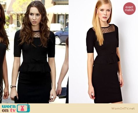 PLL Fashion: Karen Millen peplum dress worn by Troian Bellisario