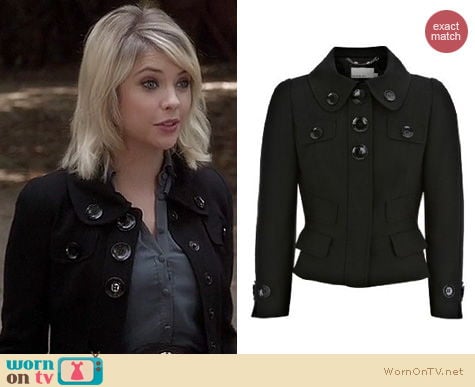 Pretty Little Liars Fashion: Karen Millen black tailored short jacket worn by Ashley Benson