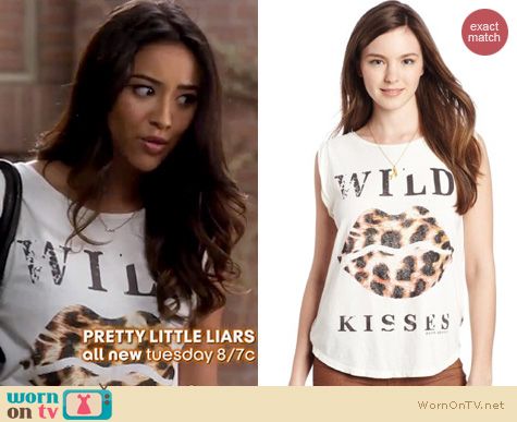 PLL Fashion: Maison Scotch Wild Kisses tank worn by Shay Mitchell