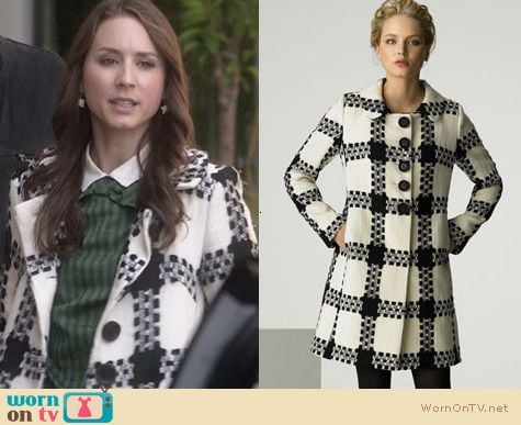 Fashion of PLL: Milly Check Coat worn by Troian Bellisario